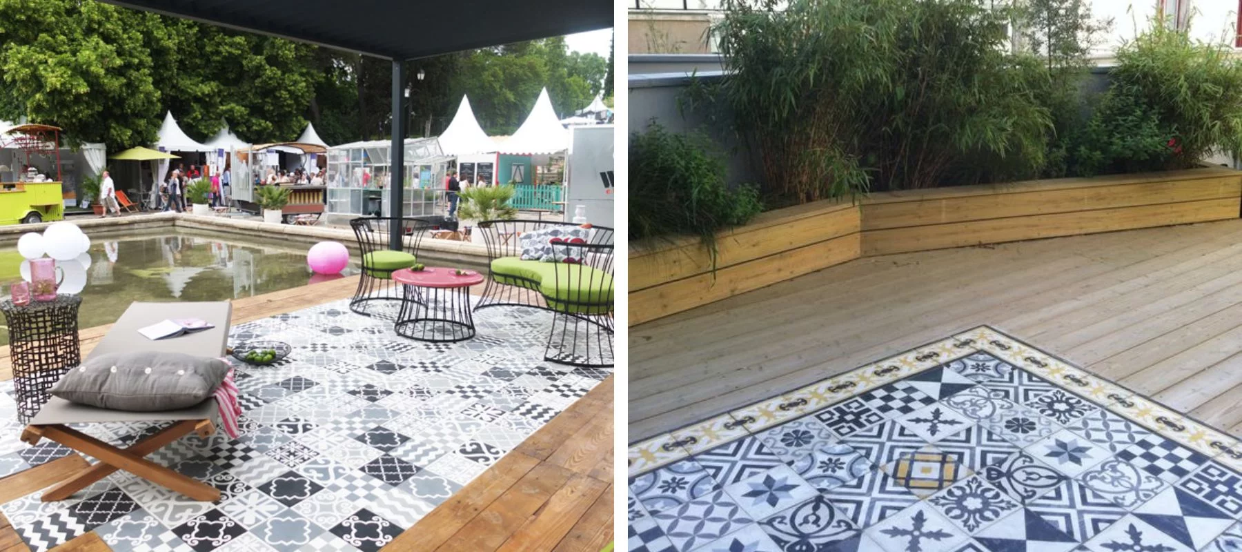 " Donnez du style à vos espaces extérieurs avec des terrasses aux motifs géométriques élégants. Chez Affyn à Avessac, nos carreleurs créent des designs uniques pour des réalisations modernes et durables."