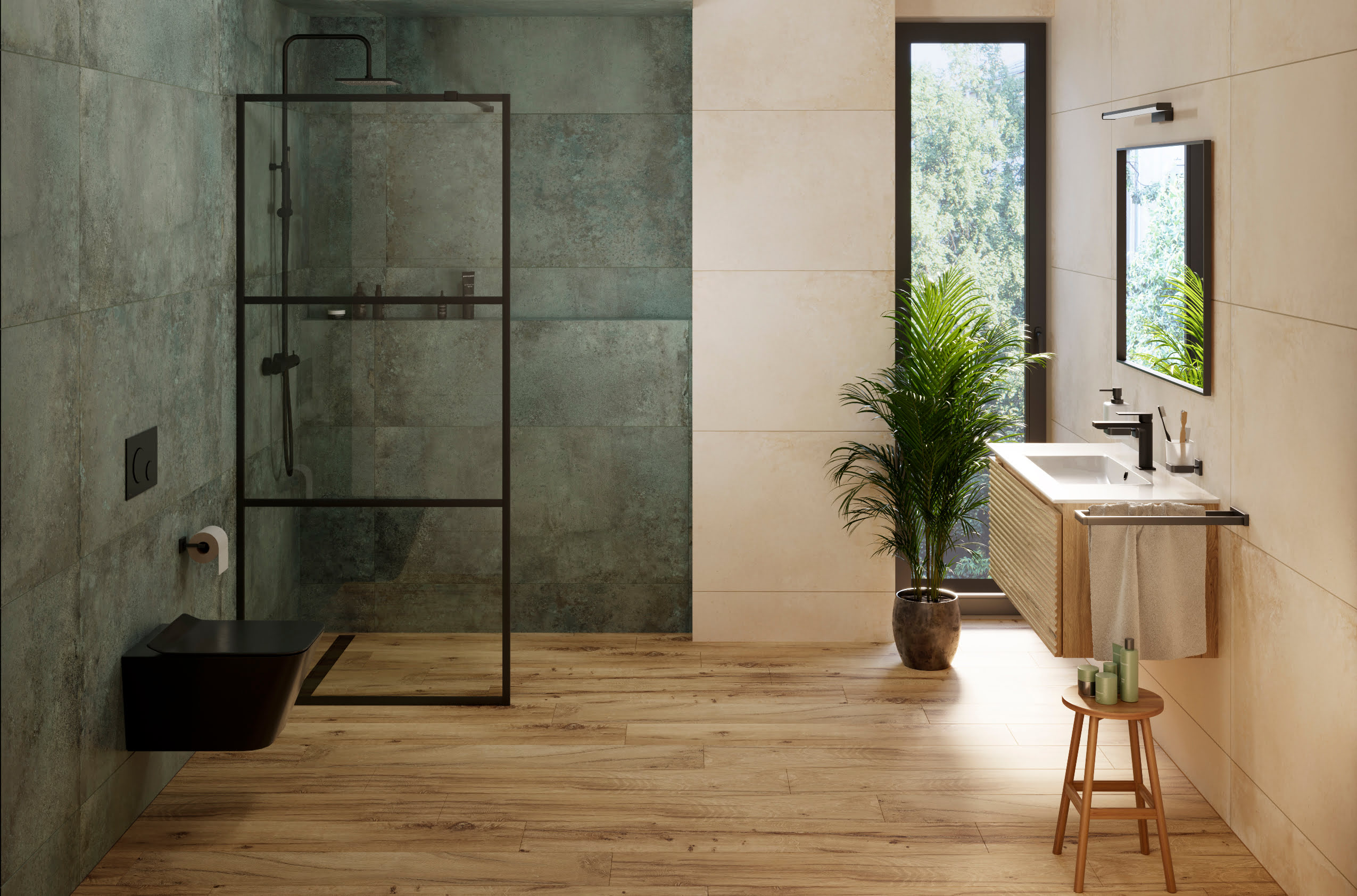 "Transformez votre salle de bain en un espace raffiné et fonctionnel avec des carrelages de qualité. Chez Affyn à Le Bignon, nos carreleurs réalisent des poses soignées pour un design contemporain et durable."